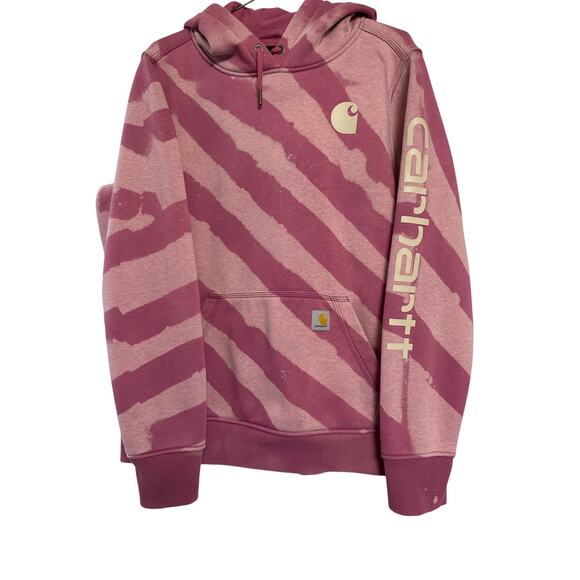 Carhartt Hoodie One of a Kind Bleach Striped Custom Woodrose Women's 8-10 Medium - Picture 3 of 16